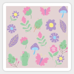 Cute kawaii floral pattern Sticker